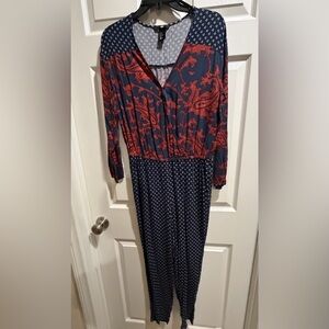 H&M Red and Blue Long Sleeve Dress